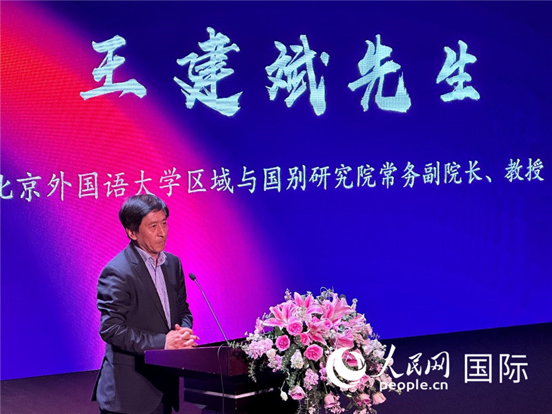 北京外国语大学区域与国别研究院常务副院长王建斌教授致辞。（摄影：张丽鸥）