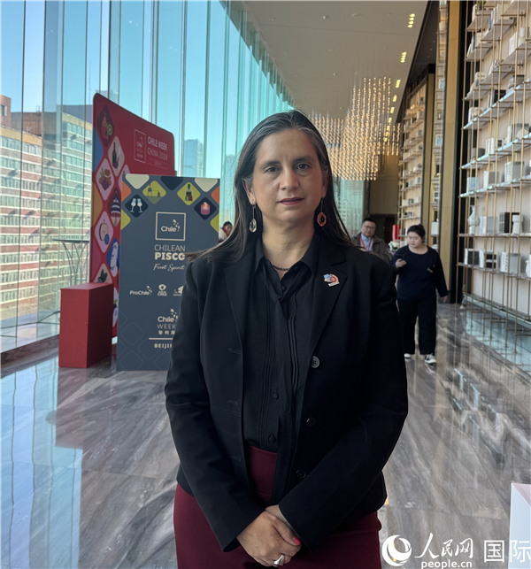 智利农业部副部长伊格纳西娅·费尔南德斯（Ignacia Fernández）接受人民网记者专访。人民网记者 吴思萱摄
