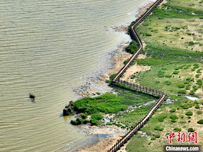 俯瞰柴达木盆地都兰湖国家湿地公园