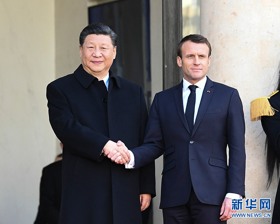 3、3月25日，国家主席习近平在巴黎爱丽舍宫同法国总统马克龙会谈。 新华社记者 谢环驰 摄.jpg