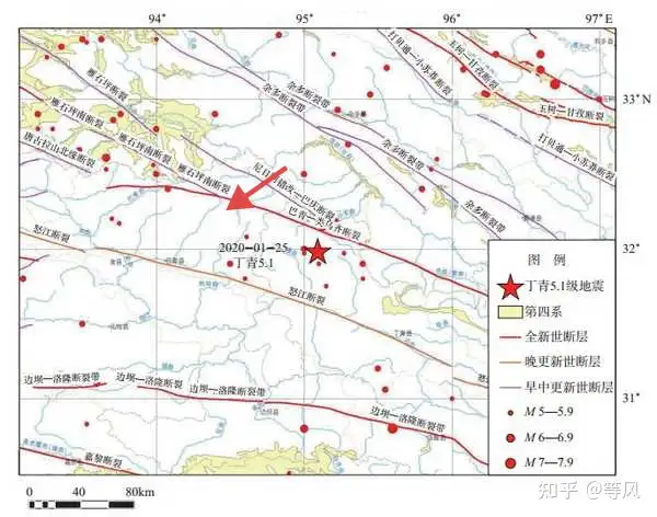 箭头处为本次地震震中